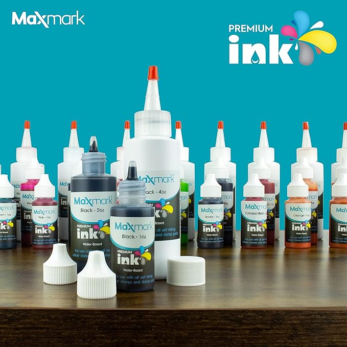 MaxMark Premium Refill Ink for self Inking Stamps and Stamp Pads, Purple Color - 1 oz.