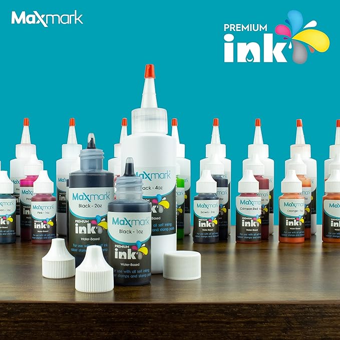 MaxMark Premium Refill Ink for self Inking Stamps and Stamp Pads, Orange Color - 1 oz.