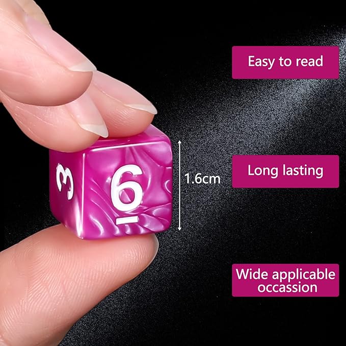CiaraQ DND Polyhedral Dice (100pcs) with A Dice Bag Compatible with Dungeons and Dragons DND RPG MTG Role Playing Table Games (D6 dice, 10 colors-100 pcs)