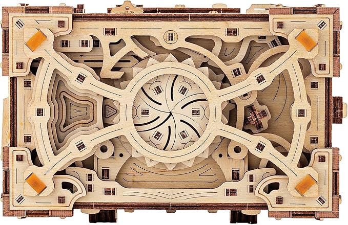 Wood Trick Enigma Chest Lock Puzzle Box Wooden 3D Puzzles for Adults to Build - Engineering DIY Project Mechanical Model Kits for Adults Wooden Models