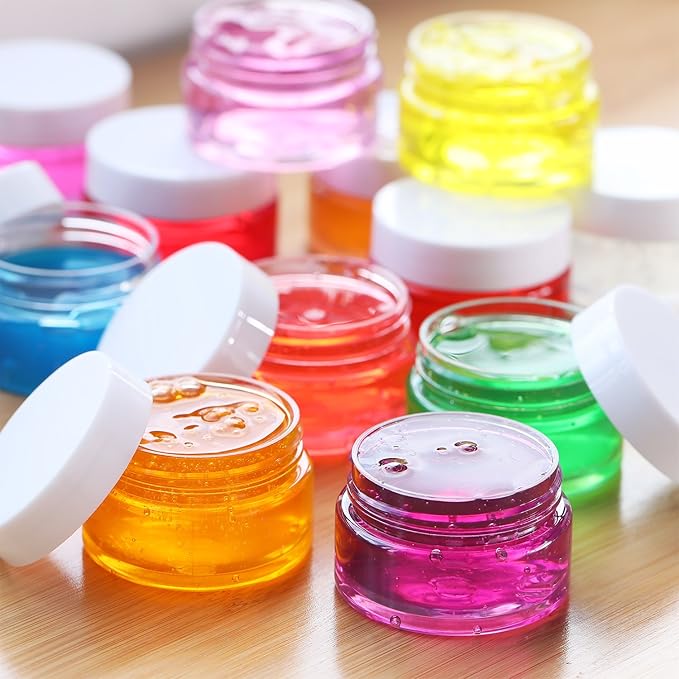 SATINIOR 12 Pack 10 oz Plastic Container Jars with Lids Round Clear Travel Cosmetic Container Jars for Toiletries, Lotion, Cream, Ointments, Makeup, Rhinestone, Samples, Kitchen Storage(White)