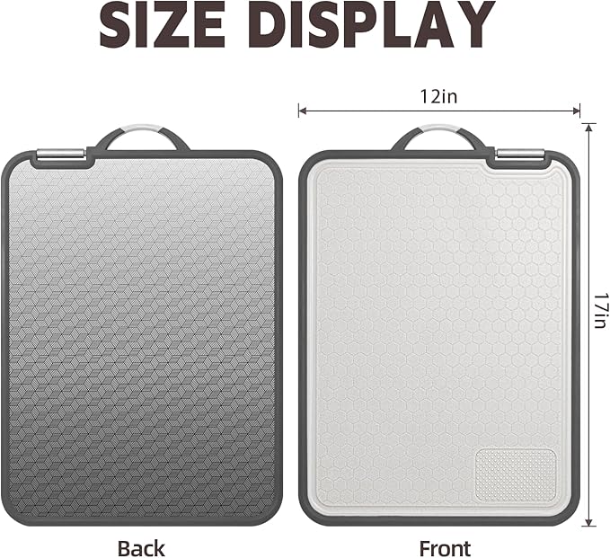 Cutting Board Double Sided,2 Pcs Vegetable Board With Sharpening Stone,Large Size+Small Size,Food Grade Stainless steel and Wheat straw PP Material,Eco-Friendly (11.8x15.6)