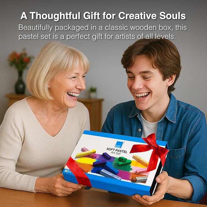 COLOUR BLOCK Soft Pastels for Artists - 80 Colors Square Chalk Soft Pastels Art Set in CARBON Box - Vibrant Pigments Art Kit for Painting, Drawing, Sketching, Hobbyists, Students and Kids