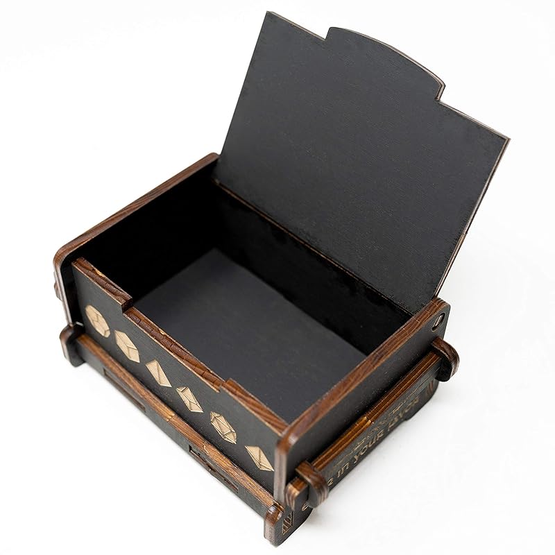 Dice Box - BLACK - 6x4x3 Also holds jewelry and great for desks and desk top items (Wizard)
