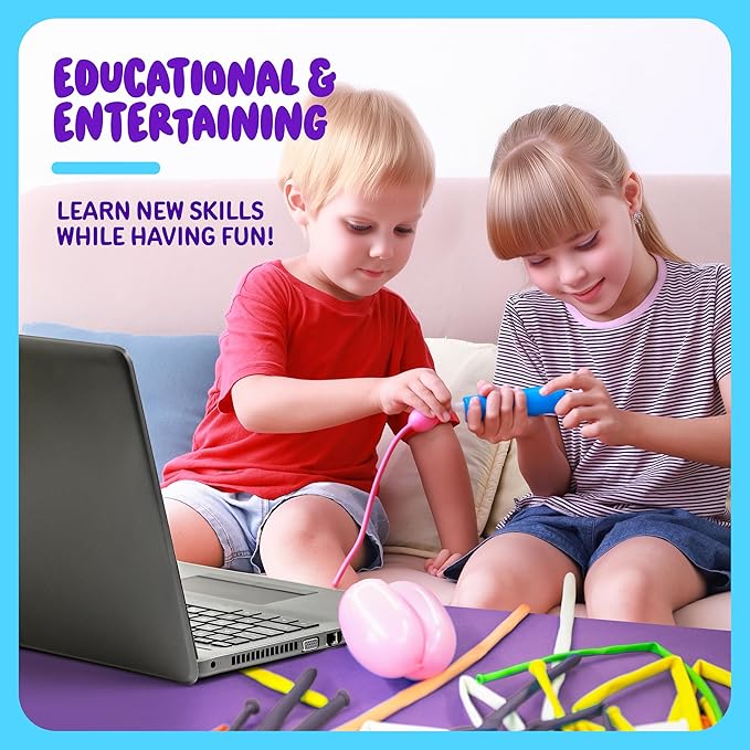 Balloon Animal Twisting Kit with Pump for Kids - Boy & Girl Christmas Gift - Birthday Gifts for Girls and Boys - Arts and Crafts for Kid Ages 8-12 - 6 7 8 9 10 11 12 Year Old - Animals Balloons
