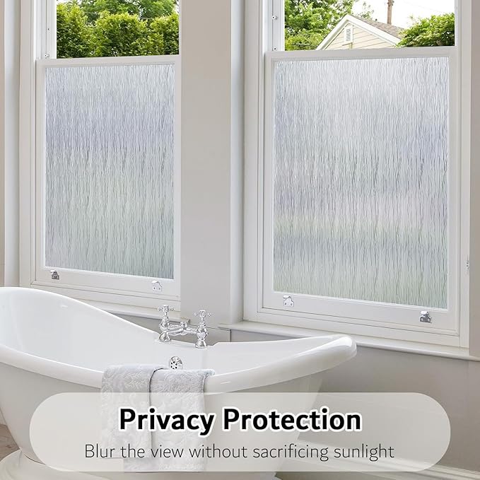 VELIMAX Frosted Window Privacy Film Non Adhesive Window Cling Removable Glass Covering Clear Water Opaque Window Film for Home Anti UV 29.5x78.7 inches