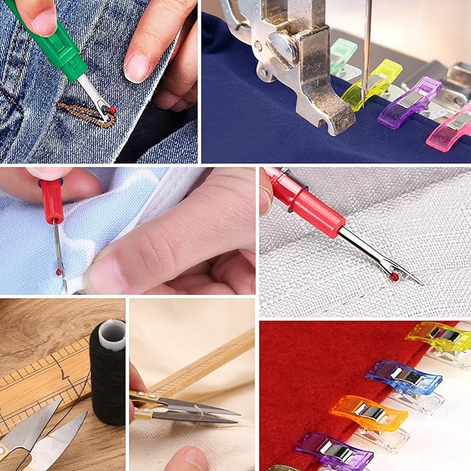ICNOW Sewing Kit - 216 Pcs, 2 Magnetic Wrist Pincushions, 200 Straight Pins, 10 Clips, 2 Seam Rippers, 1 Scissor