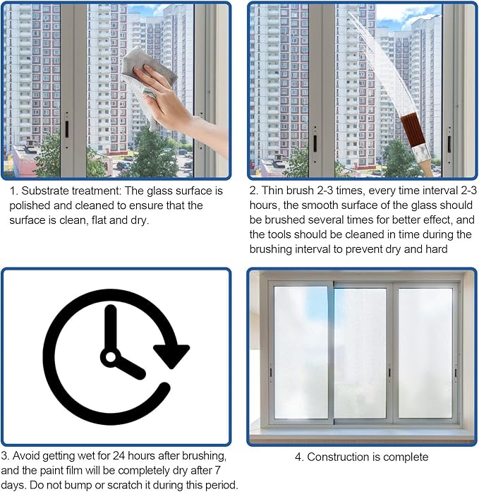 Frosted Glass Paint, 2Pcs Matte Hazy Spray, Door and Window Shading, UV Resistant, Waterproof, for Baby, Indoor-Outdoor, 1 Can, 2 Brushes