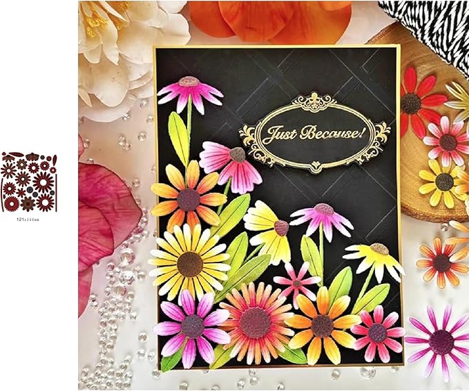 Lapoo Flowers Metal Cutting Die for Scrapbooking - Durable, Cut Stencils for DIY Scrapbook Photo Album Decorative Paper Card, Card Making Supplies, Embossing (Flowers in Clusters 4.8 x 4.5 in)