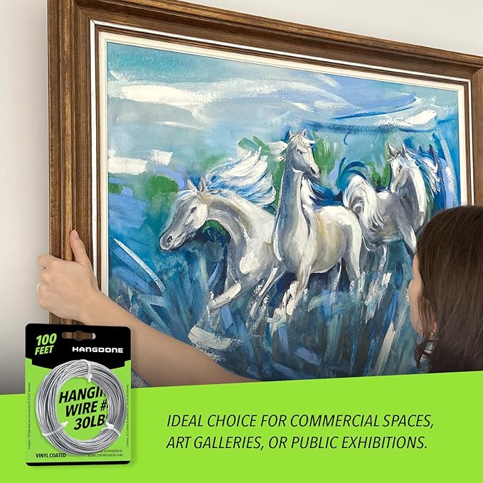 Coated Picture Hanging Wire #4 30lbs 100-Feet, Flexible Steel Wire 16 Gauge for Hang Up Frame/Painting and Mirror