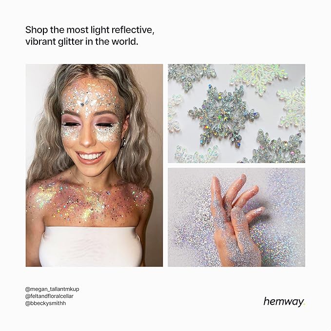 Hemway Polyurethane & Epoxy Resin Glitter 100g / 3.5oz Metallic Crystal Flake Additive for Flooring Jewelry Tumblers Glass Pigment - Chunky (1/40" 0.025" 0.6mm) - Silver