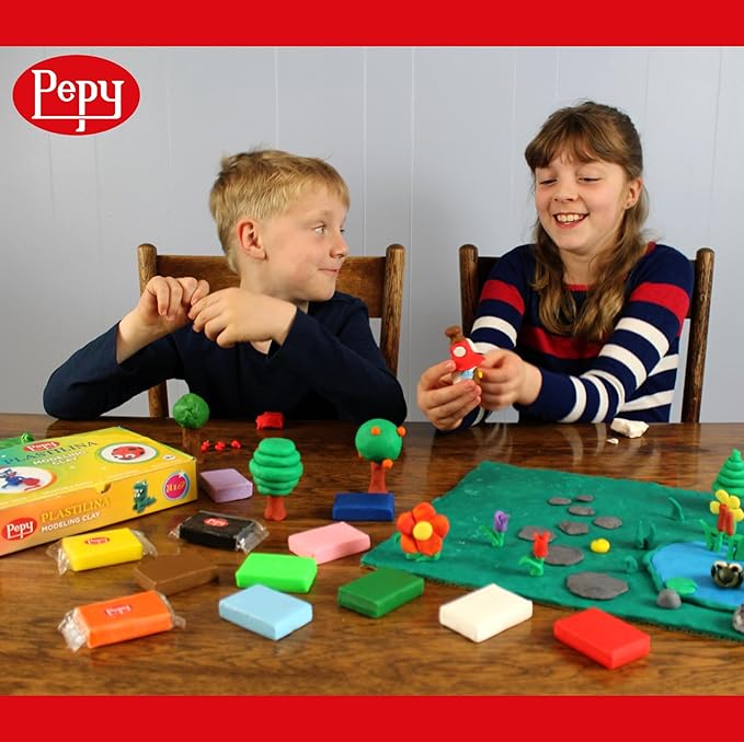 Pepy Plastilina Reusable and Non-Drying Modeling Clay; Set of 24 Bars, 1.4 Ounce Each, Perfect for Arts and Crafts Projects, Pink