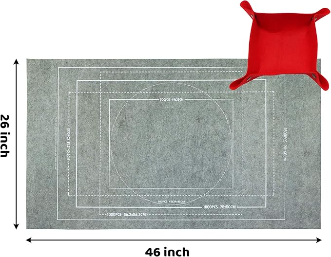 Portable Puzzle Mat Roll Up - with 9 Glue Sheets, Sorting Trays, Hand Pump, Inflatable Tube, and Storage Bag - Perfect for Kids and Adults (Gray, 1500pcs)