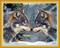 Hopeart Stamped Cross Stitch Kits for Beginner Embroidery Kits for Beginners Adults DIY 11CT Cross Stitch Patterns Needlepoint Kits Crossstitching Kits-Couple Wolf 16x20 inch