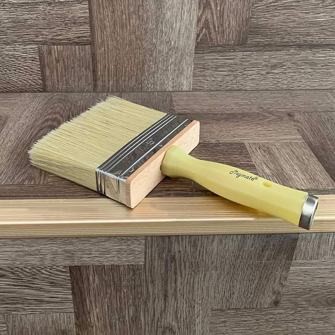 Paint Brush 5 inch, Shed and Fence Stain Block Brush with Screwed Handle for Decks, Walls and Heavy-Duty Painting Projects, Poly/Bristle Blended(6-Pieces)