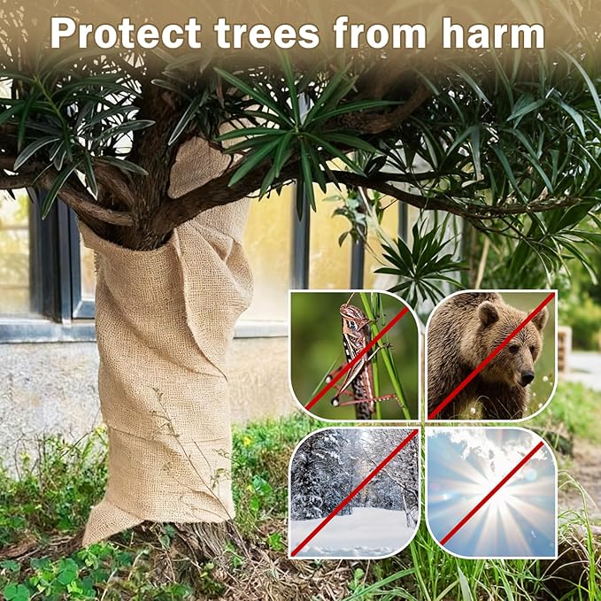 40InX50FT Burlap Rolls Multipurpose Jute Burlap Fabric for Garden Tree Wrap Outdoor Weed Barrier Protection for Plant Shrubs DIY Craft Projects and Party Decor
