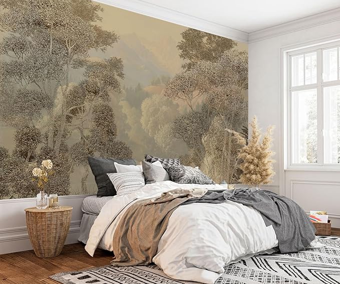 AFZEVEB-Tropical Jungle Wallpaper Landscape Tree Wall murals for Bedroom 136"x96"(Not Peel and Stick)