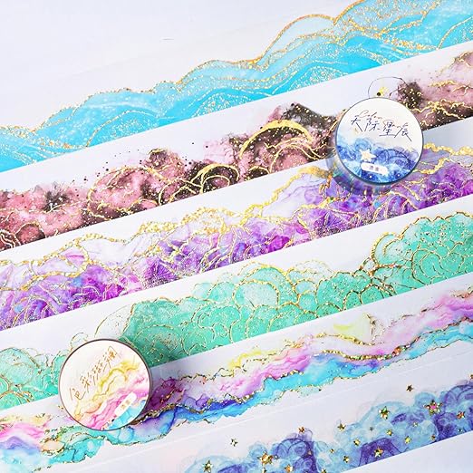 6 Rolls PET Tape Set for Journaling Supplies,Waterproof Washi Tape Stickers for Scrapbooking,Journaling Supplies,DIY Craft(Colour Paradise)