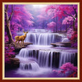 Joyhoor Stamped Cross Stitch Kits for Beginners, Needlepoint Kits for Adults, 11CT Counted Embroidery Kits-Enchanting Waterfall 18x18 inchs