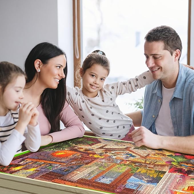 Large Puzzle Board & Puzzle Table with Folding Legs and Drawers 36″ × 26″ Tilt Tabletop for 1500 Piece Puzzle Board, Portable Ergonomic Puzzle Table for Family Bonding & Cognitive Therapy
