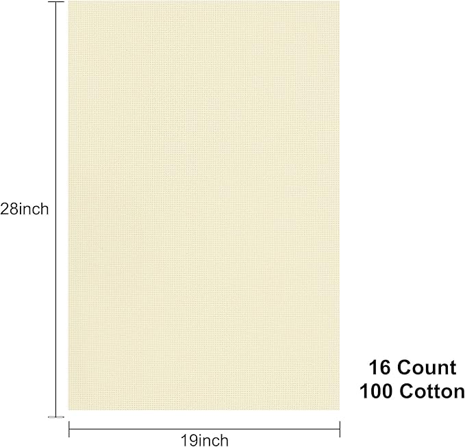 Aida Cloth 16 Count Cross Stitch Fabric,19×28inch (16CT,Off White)