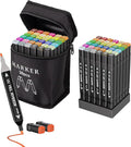 Banral 36 Colors Alcohol Markers Set, Dual Tip Alcohol Based Art Marker for Artists Kids Adult Coloring, Permanent Illustration Sketch Pens for Drawing with Case and Holders