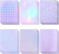 36 Sheets Holographic Sticker Paper, Clear Vinyl Lamination Sticker Film Self Adhesive, Transparent Overlay Laminate Sticker Paper Waterproof-Gem/Dots/Sand Star/Rainbow/Star/Heart, 8.5x11 Inch