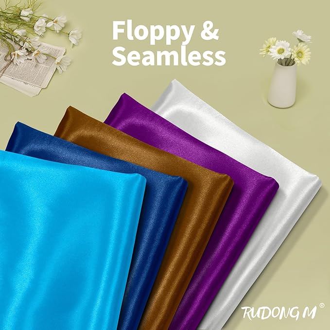 RUDONG M Aqua Blue Satin Fabric by The Yard, 3 Yard x 60 Inch Wide Silky Charmeuse Satin Fabric, Soft Satin Fabric for Wedding Decorations, Bridal Dress, Sewing, Accessories, DIY Crafts