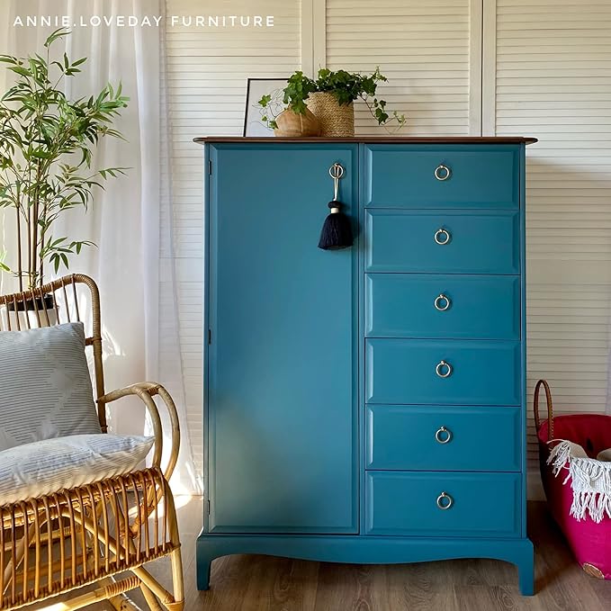 Dixie Belle Paint Company Chalk Finish Furniture Paint - Antebellum Blue (8oz) - Matte Dark Teal Chic Chalk Mineral DIY Furniture Paint