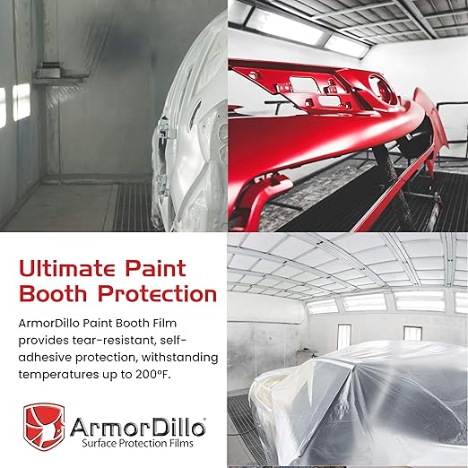 ArmorDillo Clear Full 3mil Self- Adhesive Paint Booth Protective Film Wall Masking Film Self-Adhesive, Easy-Start, 36" x 200 ft. Washable, Asteroid-Proof...Probably