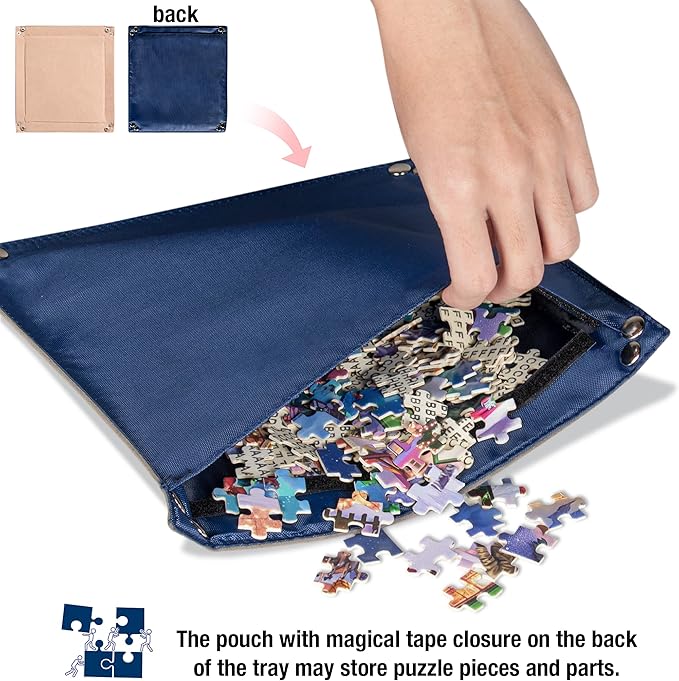 Lavievert 1000 Piece Jigsaw Puzzle Board with Padded Cover, Portable Case with 4 Sorting Trays & Detachable Board, Puzzle Caddy Storage Saver with Non-Slip Surface for Adults
