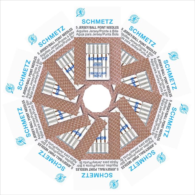 50 Schmetz Jersey Sewing Machine Needles - Size 80/12 - Box of 10 Cards