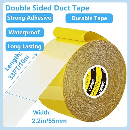 Double Sided Tape Heavy Duty Strong Wall Adhesive with Fiberglass Mesh, Super Sticky Resistente Easy Use Mounting Tape 2.2inX33FT