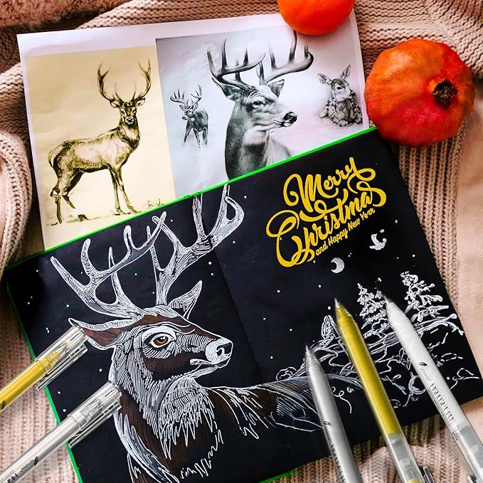 Silver Gel Pens, 0.8mm Fine Point Gel Ink Pen Set for Artists – Opaque Archival Ink for Black Paper Drawing, Card Making, Journaling Pack of 3