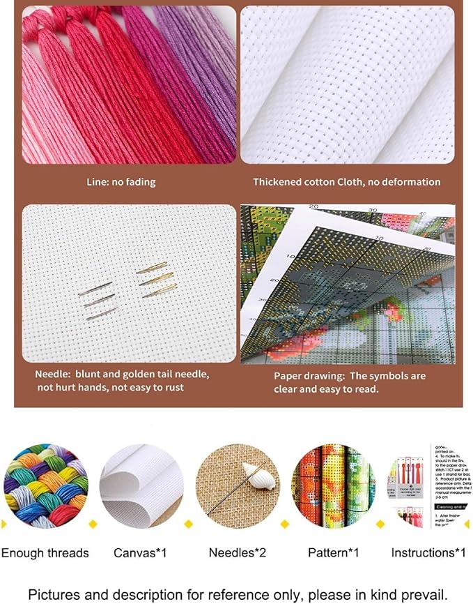 Findvoor Counted Cross Stitch Kits for Adults Full Range of Cross Stitching Embroidery Unprinted Pattern for Beginners, 11CT Needlepoint Kit Patterns Embroidery Kits-Magic Tree of Life 18x18 inch