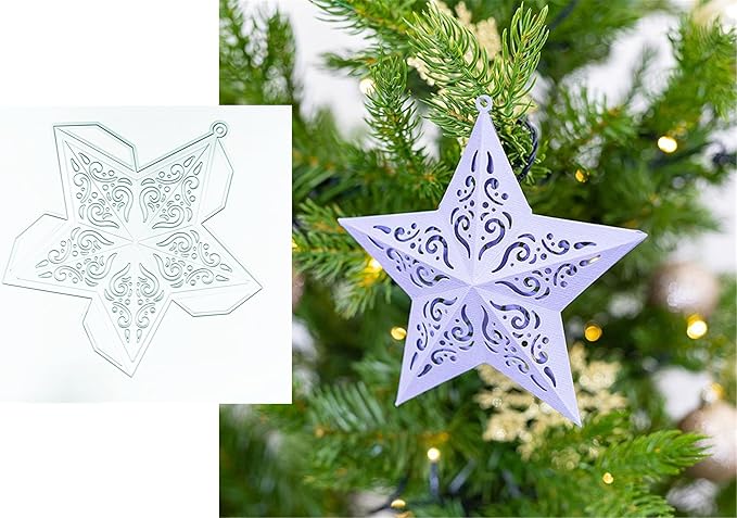 Metal Cutting Dies DIY Merry Christams Embossing Stencil Template Scrapbooking Card Making Mold Photo Album Arts Crafts Tools (Christmas Star- 14.9x14.7cm)