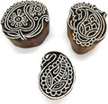 Crafts of India (Set of 6) Designer Paisley Wooden Blocks for Printing on Textiles, Pottery Crafts,Mehndi, Tattoo, Scrapbooking