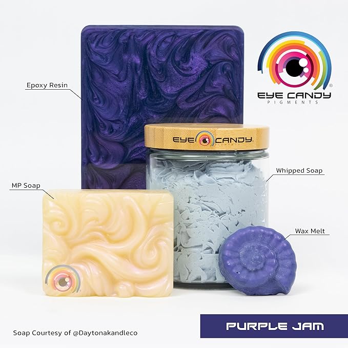 Eye Candy Pigments Premium Purple Mica Powder - Purple Jam (50gr) - for Epoxy, Resin, Soap, Paint, Woodworking, Acrylic Pouring, Bath Bombs, Fishing Lures - DIY Arts and Crafts Additive