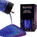 Renfio Holographic Ultra Fine Glitter Powder Metallic Resin Glitter 2.11 Oz (60g) PET Flakes Crafts Sequins 1/128" 0.008" 0.2mm Epoxy Chips Flakes for Tumblers Slime - Laser Royal Blue