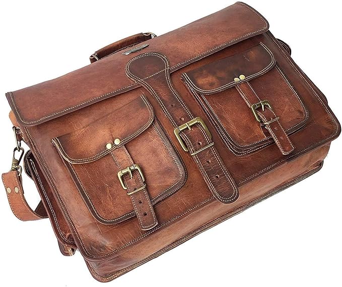cuero DHK 14 Inch Vintage Handmade Leather Messenger Bag for Laptop Briefcase Best Computer Satchel Distressed Bag
