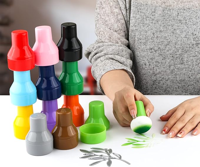 6PCS / Sets Ink Applicator with Storage Cases,Paper Pouncers for Direct Ink Application On Crafts Projects Easily,Inking Sponge for Stamp Ink Distressing, Blending Card Making Crafting Tools