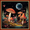 Foxhool Beginners Cross Stitch Kits Stamped Full Range of Embroidery Kits for Adults DIY Cross Stitches kit Embroidery Patterns for Needlepoint kit-Colorful Mushrooms 17.7x17.7 inch