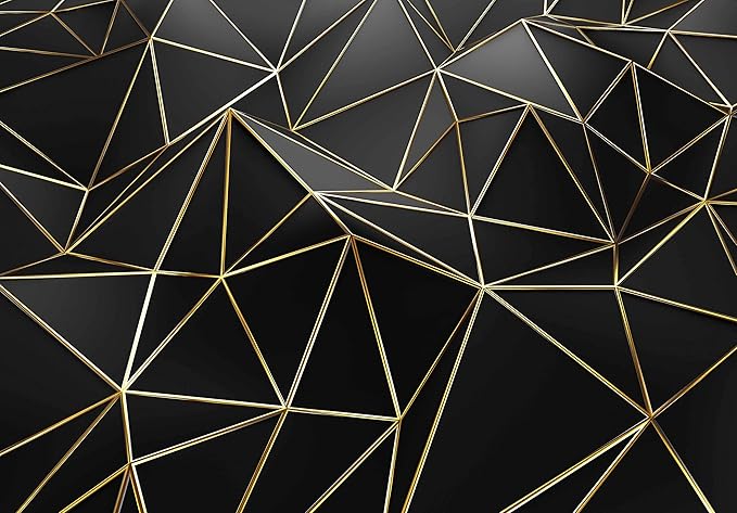Black and Gold Wallpaper 3D Abstract Geometric Wall Mural for Bedroom Living Room TV Background Wall（Not Peel and Stick）