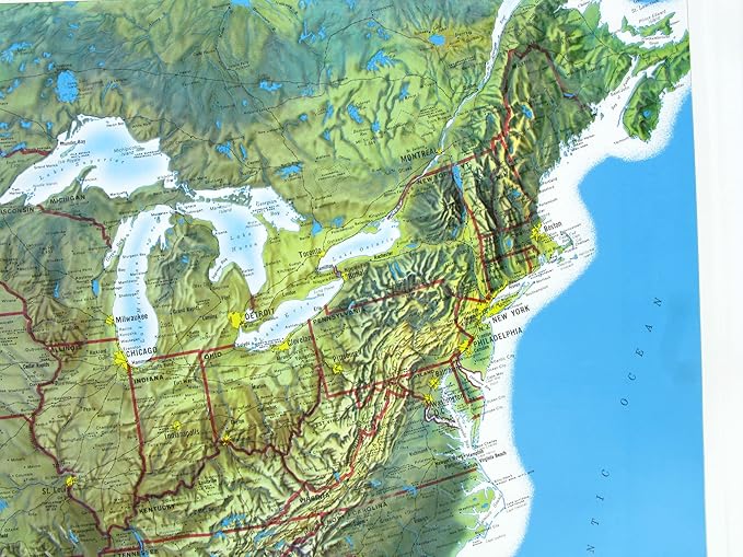 Hubbard Scientific 3D United States Map | A True Raised Relief Map - You Can Feel the Terrain | Vacuum-formed Molded | 34.5″ x 22″ | Detailed Topography