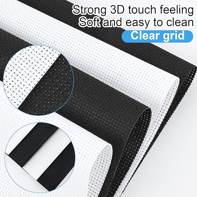 MYFAMIREA 16PCS Cross Stitch Fabric, 4 Sizes Aida Cloth 14 Count White and Black Craft Embroidery Cloth Classic Reserve Cross Stitch for Home DIY Needlework Embroidery Decoration, 5.9 to 11.8inch