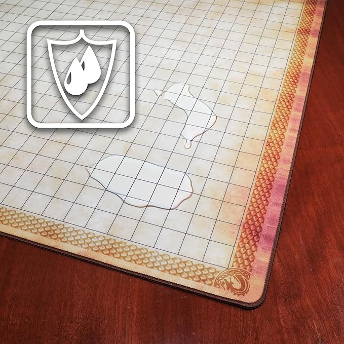 ENHANCE Deluxe RPG Grid Mat - DND Map (24x36in) with Premium Rubber, Non-Slip Grip, No Creasing - Dry Erase DND Mat Set for Masters and Starters, Erasable Parchment with Travel Pouch, Marker Set