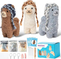 WATINC Needle Felting Kit - 3 Set Unique Different Cute Doll Wool Felt Needle Tools Foam Pad Instruction, DIY Home Decoration Craft Party Supplies for Art Work Starter Beginners (Alpaca)