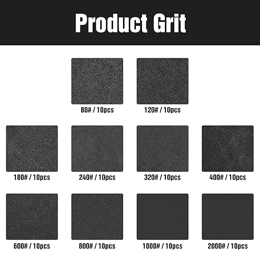 100 Pcs 5 inch Wet Dry Sanding Discs Grit 80 120 180 240 320 400 600 800 1000 2000 Hook and Loop 8 Hole Silicon Carbide Orbital Sander Sandpaper