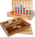 Glintoper Shut The Box & 4 in a Row Tables Game Set, Classic Wood Dice Game with Numbers & Line Up 4 Game for Kids Family, Living Room Rustic Coffee Table Decor, Travel Game Strategy Board Games