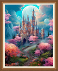 Disnesart Cross Stitch Stamped Full Embroidery Kits DIY 11CT Cotton Thread Printed DIY Needlepoint Kits Craft Needlework Set Cross-Stitch Stamped Sets-Moonlight Castle 16x20 inch